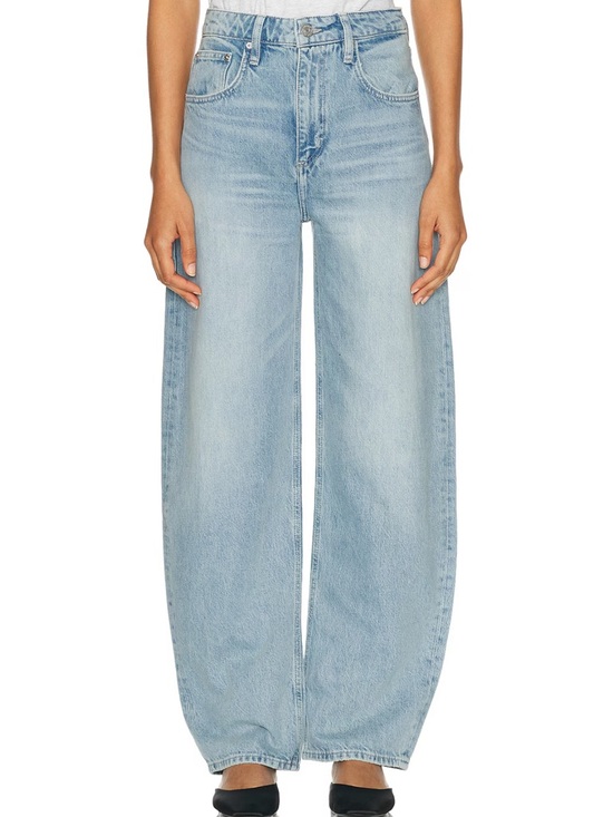 Frame Denim Denim - Frame Long Barrel Leg Jeans in Irwin Light Wash Size: 28
